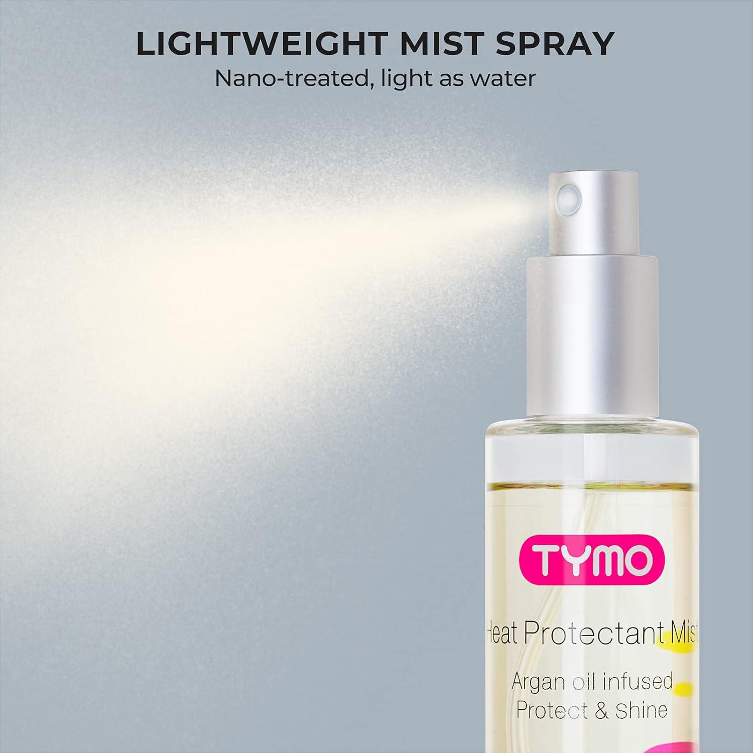 TYMO Heat Protectant Spray for Hair with Argan Oil for Styling Tools, Heat Protection Spray to Smooth & Hydrate, Natural Clean Formulation, Multi-benefit Treatment, Lightweight for All Hair Types(1.69 Fl Oz (Pack of 2))