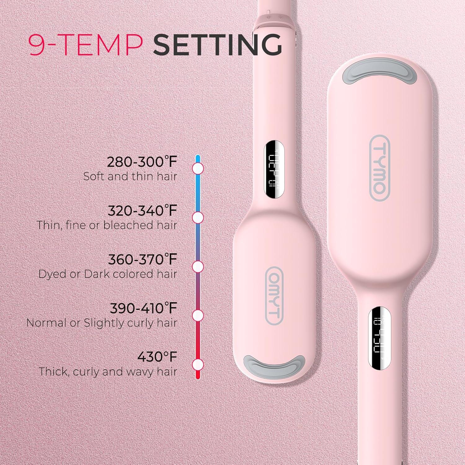 Curling Iron Hair Crimper Waver – TYMO ROVY Beach Waves Curling Wand, Ionic Deep Waver Hair Curler Tool with Ceramic 3 Barrel for Women, Dual Voltage, Anti-Scald, Easy to Use, Pink, 1.25 Inch(Pink)