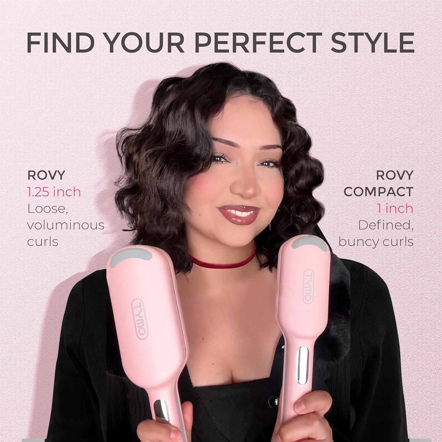 Curling Iron Hair Crimper Waver – TYMO ROVY Beach Waves Curling Wand, Ionic Deep Waver Hair Curler Tool with Ceramic 3 Barrel for Women, Dual Voltage, Anti-Scald, Easy to Use, Pink, 1.25 Inch(Pink)